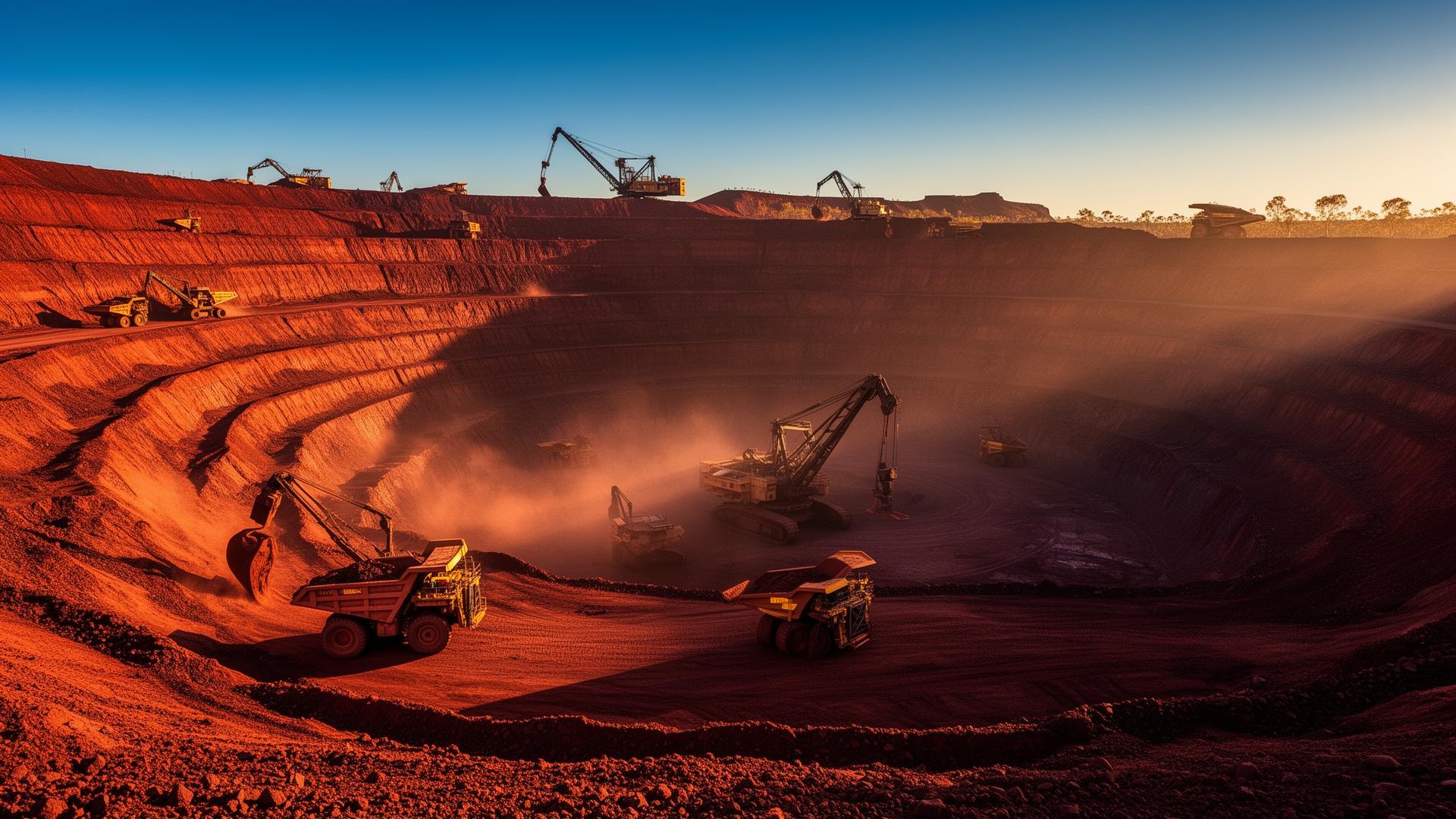American open-pit mine at golden hour